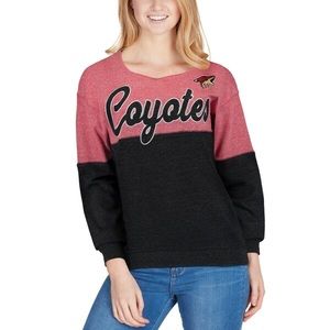New Era Arizona Coyotes Red/Black Colorblock Scoop Neck Pullover Sweatshirt (Sm)